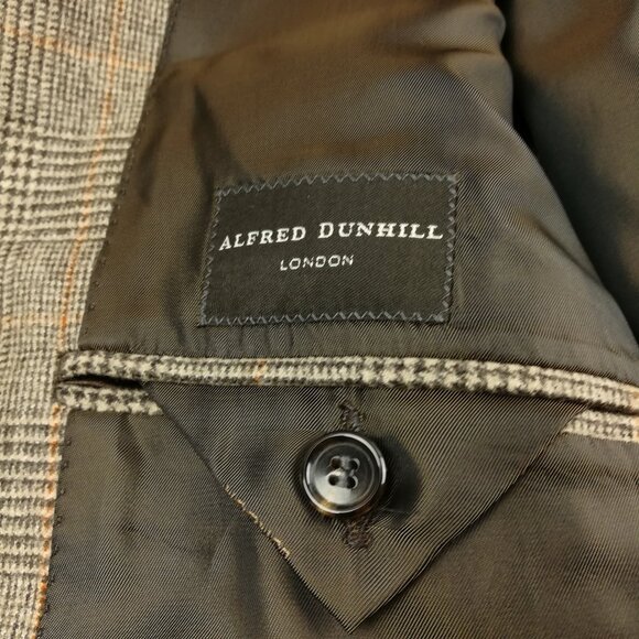 NWOT Alfred Dunhill Suit Wool Cashmere Glen Plaid Beige Brown 38R 30W Italy Made - Picture 6 of 14